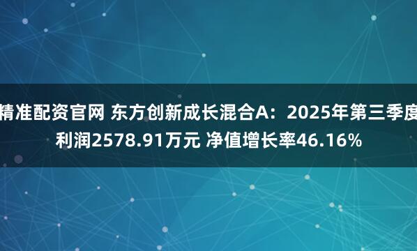 精准配资官网 东方创新成长混合A：2025年第三季度利润2578.91万元 净值增长率46.16%