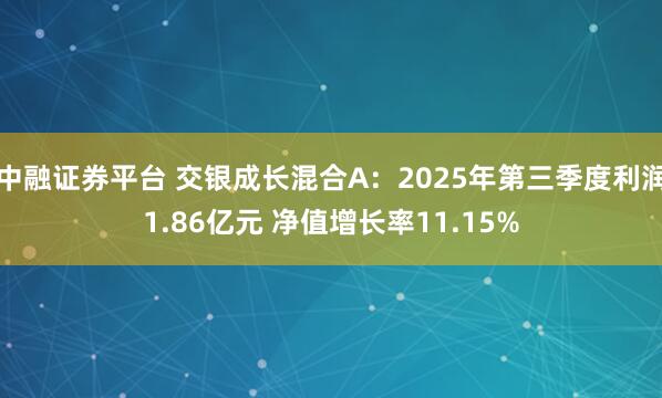 中融证券平台 交银成长混合A：2025年第三季度利润1.86亿元 净值增长率11.15%